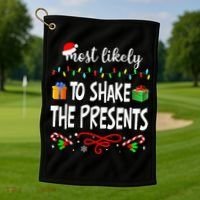 Most Likely To Shake The Presents Family Matching Christmas  Golf Towel thumb 1