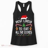 Most Likely To Eat All the Cookies Family Joke Christmas  Women's Tank Top thumb 0