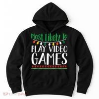Most Likely To Play Video Games Christmas Family Hoodie thumb 0