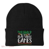 Most Likely To Play Video Games Christmas Family Beanie thumb 0