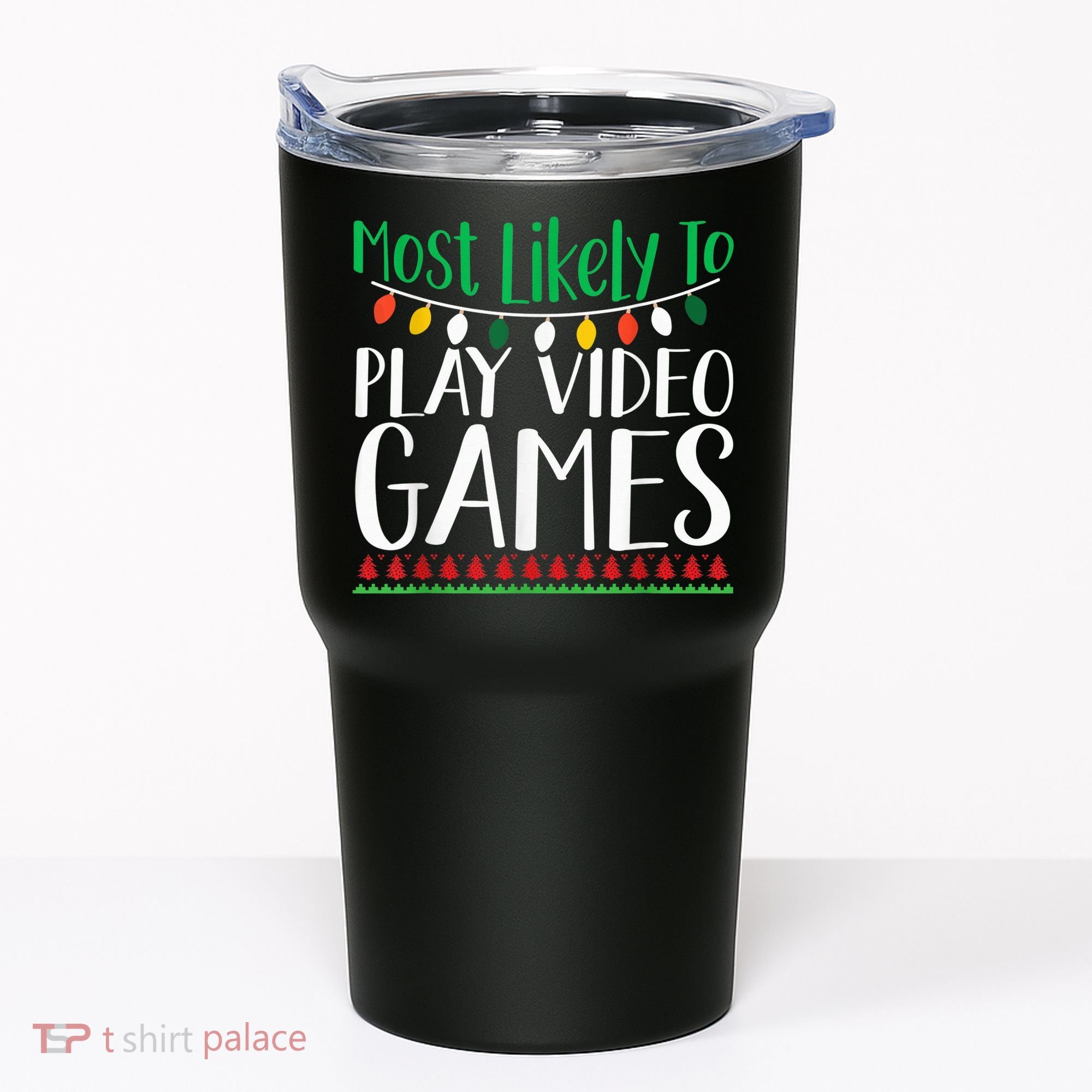 Most Likely To Play Video Games Christmas Family Tumbler