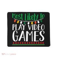 Most Likely To Play Video Games Christmas Family Mousepad thumb 0