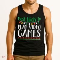 Most Likely To Play Video Games Christmas Family Tank Top thumb 3