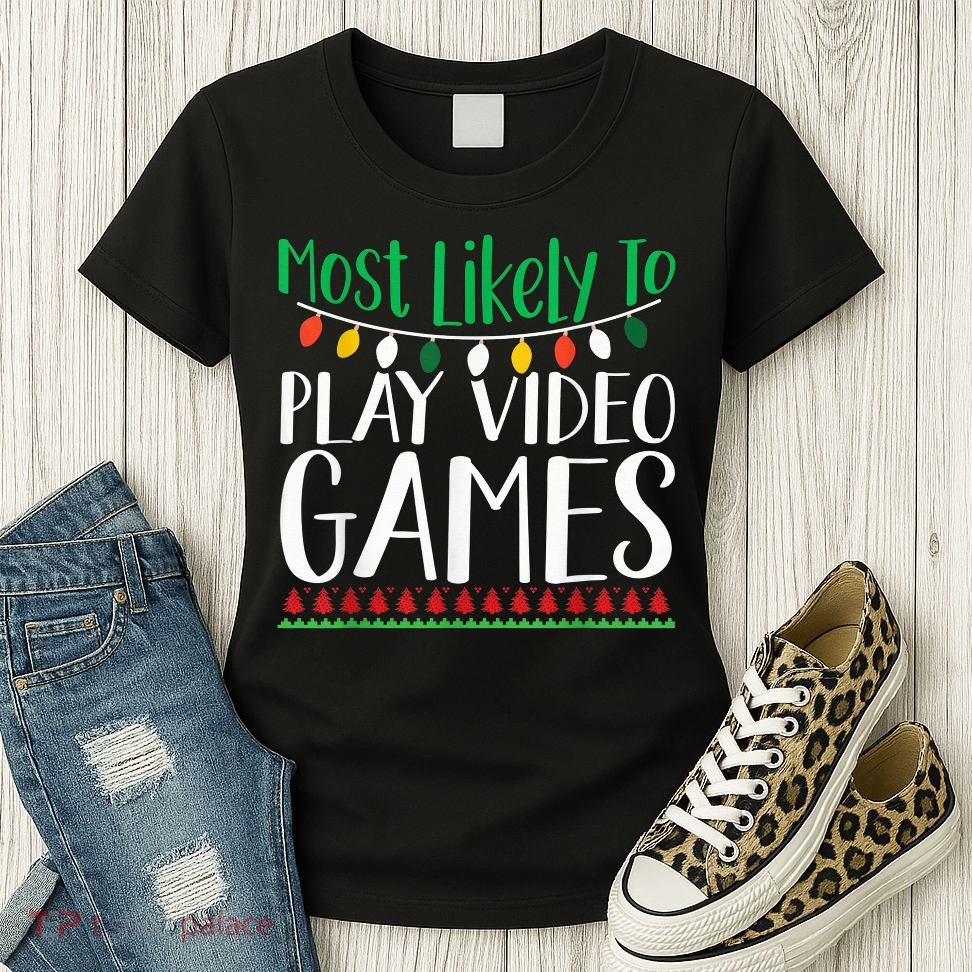 Most Likely To Play Video Games Christmas Family Women's T-Shirt