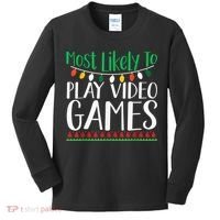 Most Likely To Play Video Games Christmas Family Kids Long Sleeve Shirt thumb 0