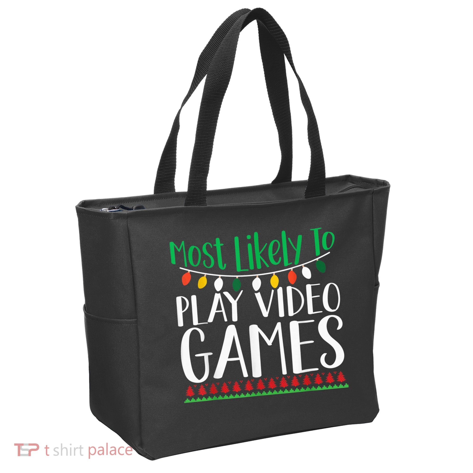 Most Likely To Play Video Games Christmas Family Tote Bag