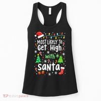 Most Likely To Get High With Santa Christmas Xmas Humor Women's Tank Top thumb 0