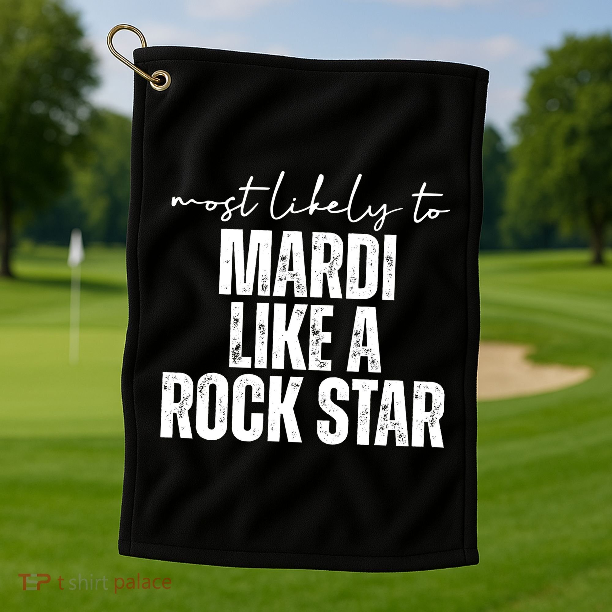 Most Likely To Mardi Like A Rock Star Mardi Gras Party Golf Towel