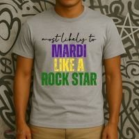 Most Likely To Mardi Like A Rock Star Mardi Gras Party T-Shirt thumb 3