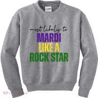 Most Likely To Mardi Like A Rock Star Mardi Gras Party Kids Sweatshirt thumb 0