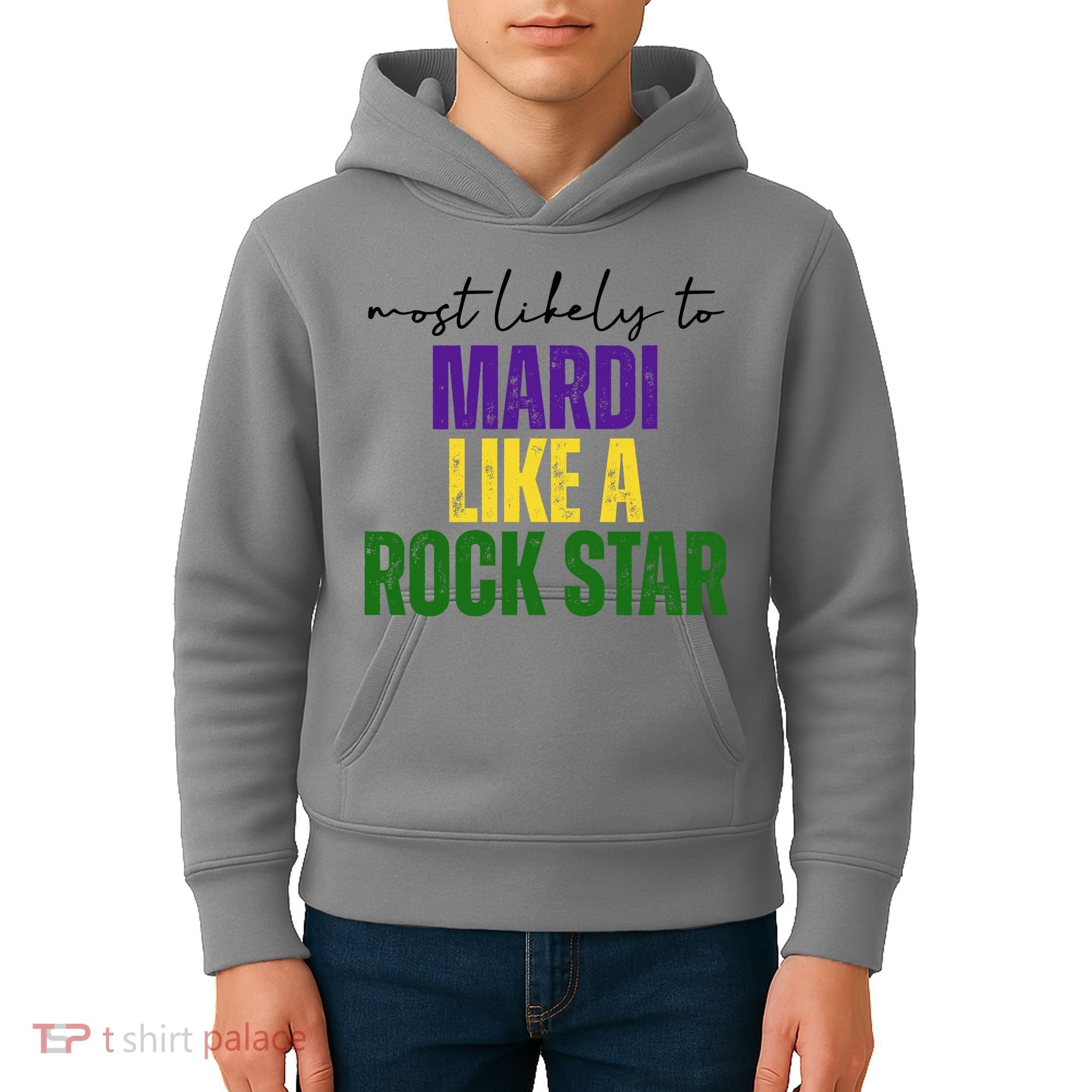 Most Likely To Mardi Like A Rock Star Mardi Gras Party Kids Hoodie