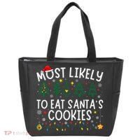 Most Likely To Eat SantaS Cookies Matching Christmas Tote Bag thumb 0