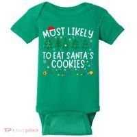 Most Likely To Eat SantaS Cookies Matching Christmas Baby Bodysuit thumb 0