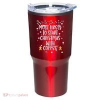 Most Likely To Start Christmas With Coffee Family Matching Tumbler thumb 0