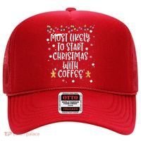 Most Likely To Start Christmas With Coffee Family Matching Hat thumb 0
