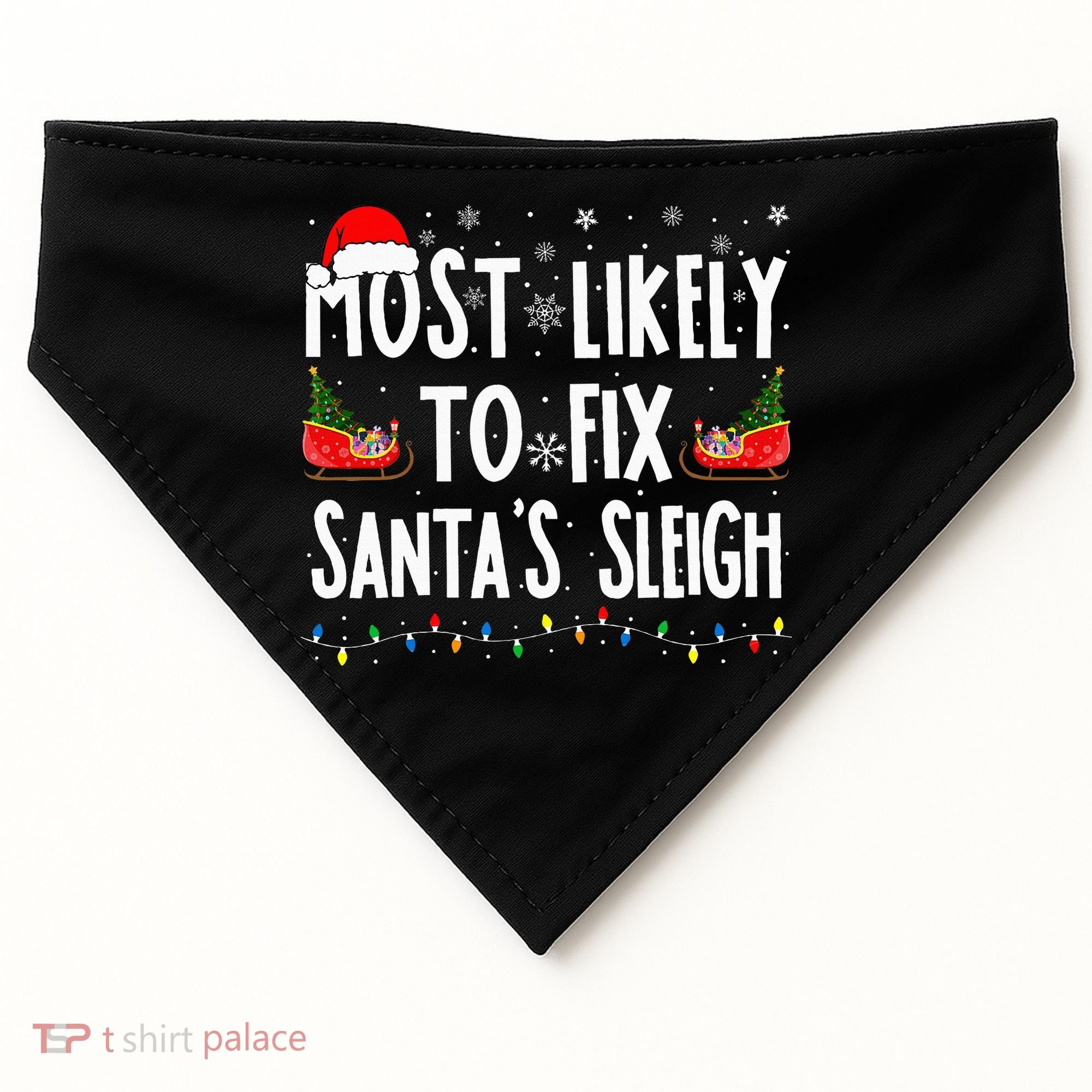 Most Likely To Fix Santa Sleigh Family Matching Christmas USA-Made Doggie Bandana