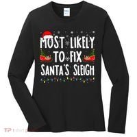 Most Likely To Fix Santa Sleigh Family Matching Christmas Women's Long Sleeve Shirt thumb 0