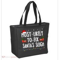 Most Likely To Fix Santa Sleigh Family Matching Christmas Tote Bag thumb 2