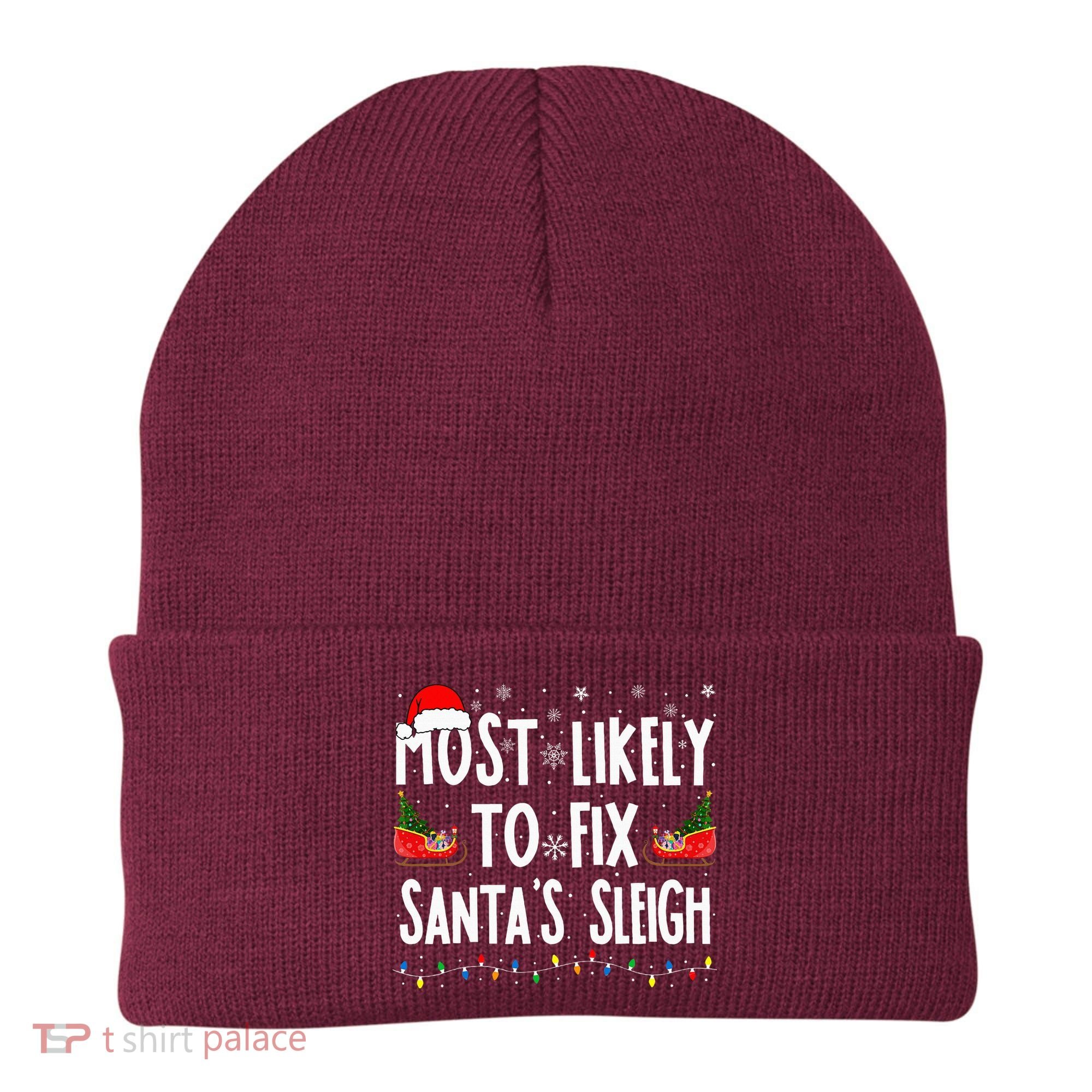 Most Likely To Fix Santa Sleigh Family Matching Christmas Beanie