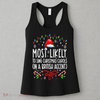 Most Likely To Sing Christmas Carols In A British Accent Women's Tank Top thumb 3