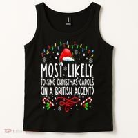 Most Likely To Sing Christmas Carols In A British Accent Tank Top thumb 2