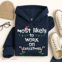 Most Likely To Work Christmas Xmas Family Matching Hoodie thumb 4