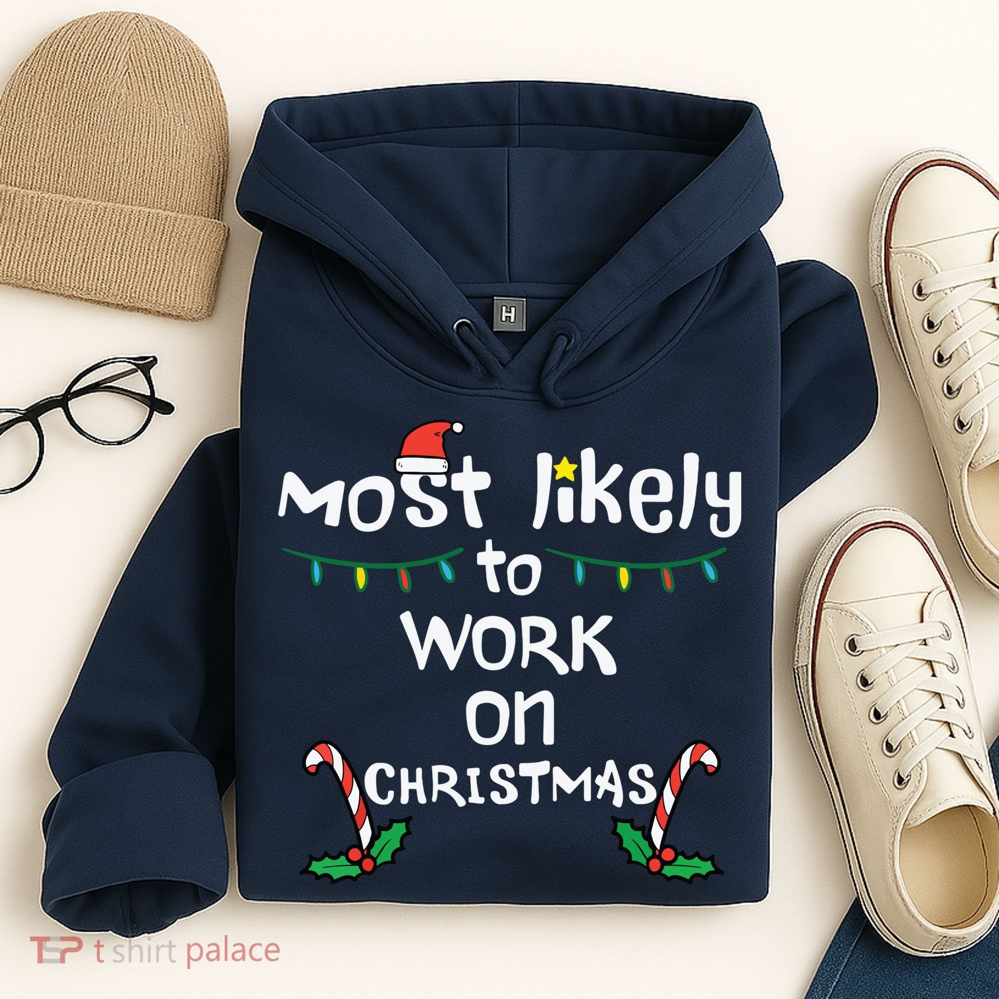 Most Likely To Work Christmas Xmas Family Matching Hoodie