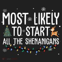 Most Likely To Start All The Shenanigans Funny Christmas Beanie thumb 2