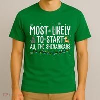 Most Likely To Start All The Shenanigans Funny Christmas T-Shirt thumb 3