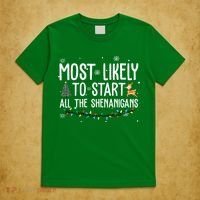 Most Likely To Start All The Shenanigans Funny Christmas T-Shirt thumb 5