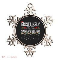 Most Likely to Fix Santa Sleigh Funny Christmas Pajamas Xmas  Ornament thumb 0