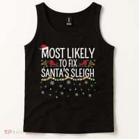 Most Likely to Fix Santa Sleigh Funny Christmas Pajamas Xmas  Tank Top thumb 2