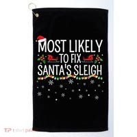 Most Likely to Fix Santa Sleigh Funny Christmas Pajamas Xmas  Golf Towel thumb 0