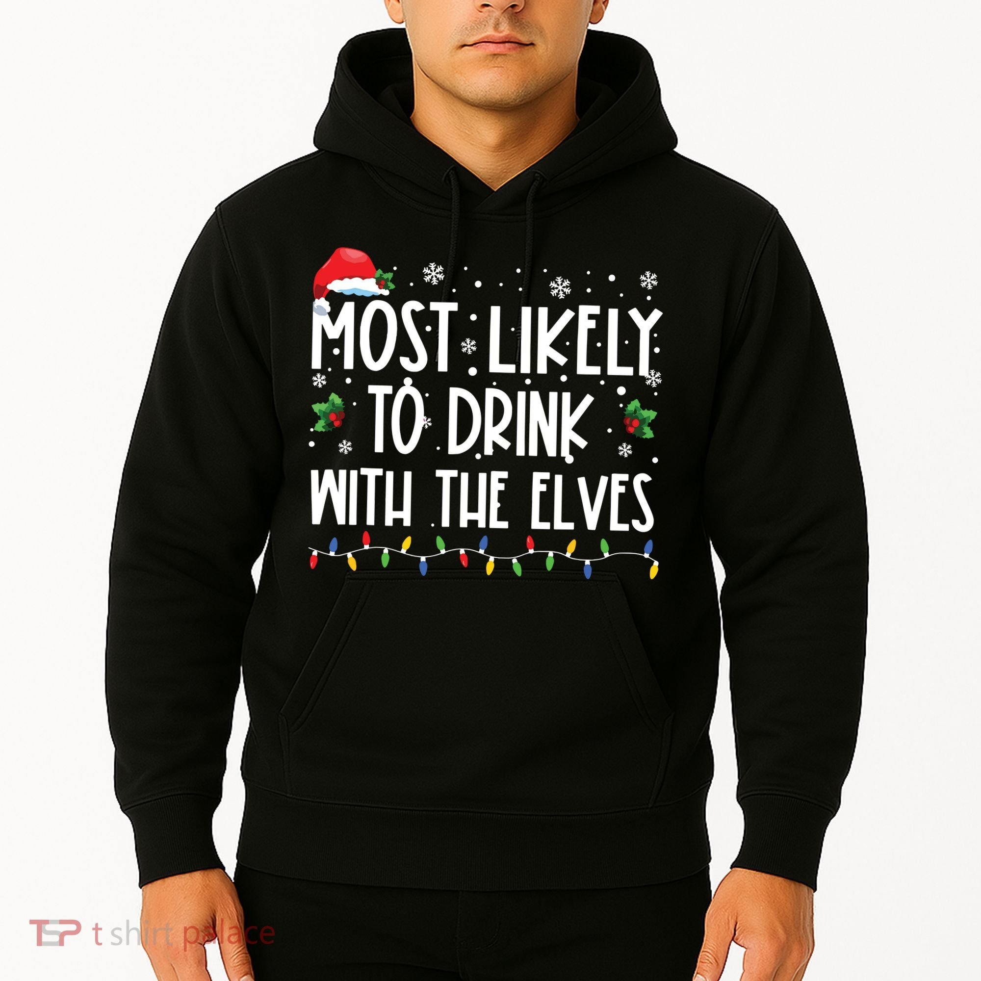 Most Likely To Drink With The Elves Elf Drinking Christmas Hoodie