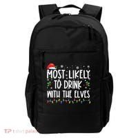 Most Likely To Drink With The Elves Elf Drinking Christmas Backpack thumb 0