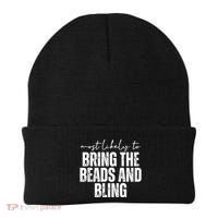 Most Likely To Bring The Beads And Bling Mardi Gras Beanie thumb 0