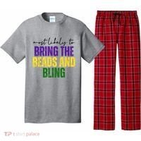 Most Likely To Bring The Beads And Bling Mardi Gras Pajama Set thumb 0