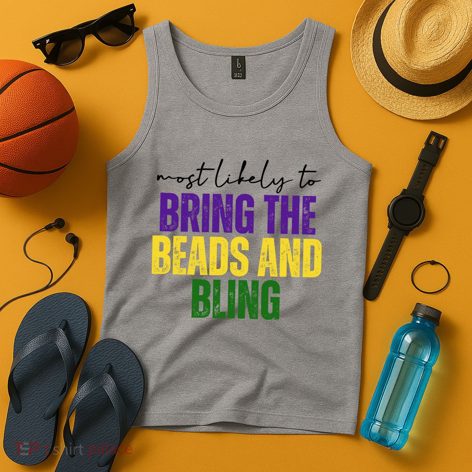 Most Likely To Bring The Beads And Bling Mardi Gras Tank Top