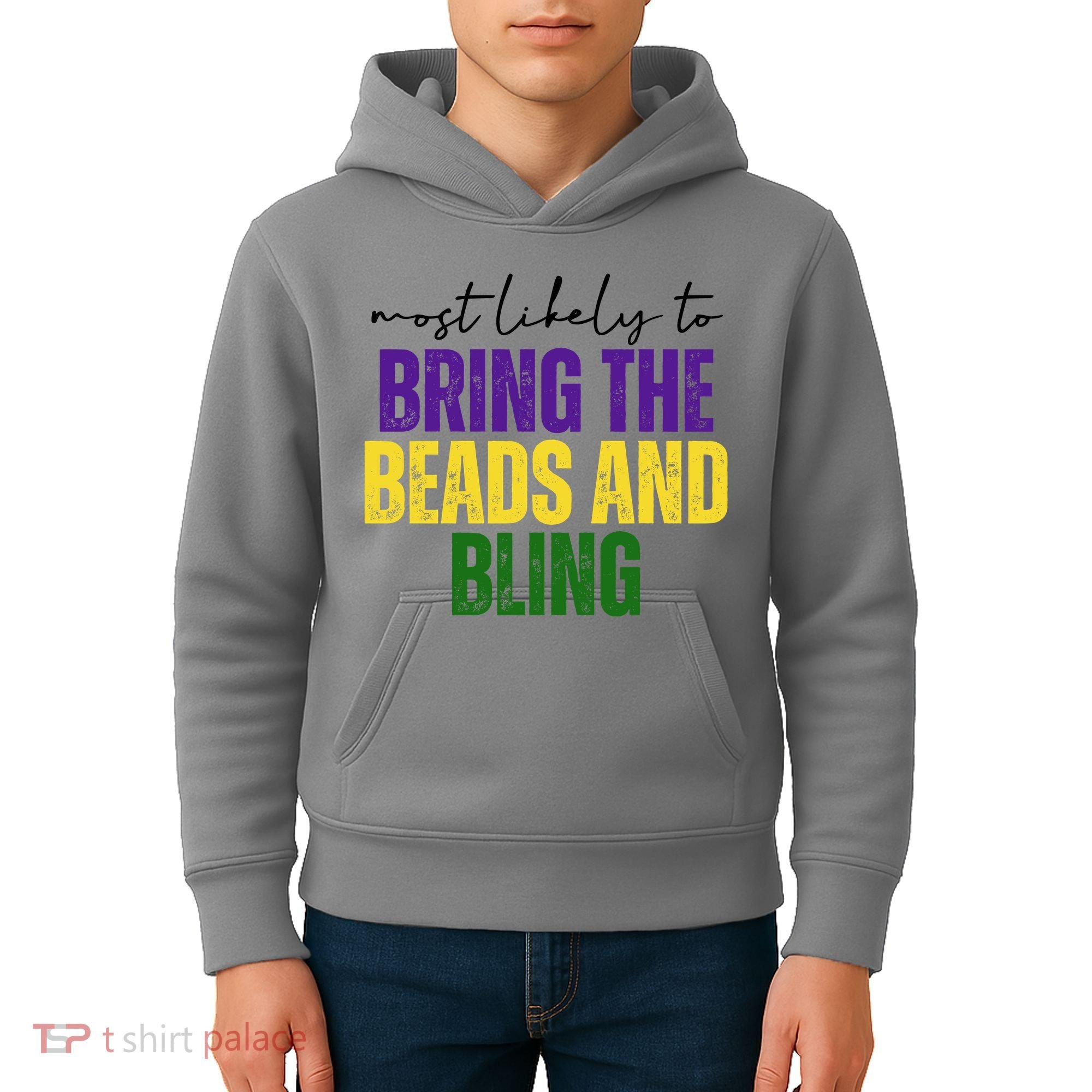 Most Likely To Bring The Beads And Bling Mardi Gras Kids Hoodie