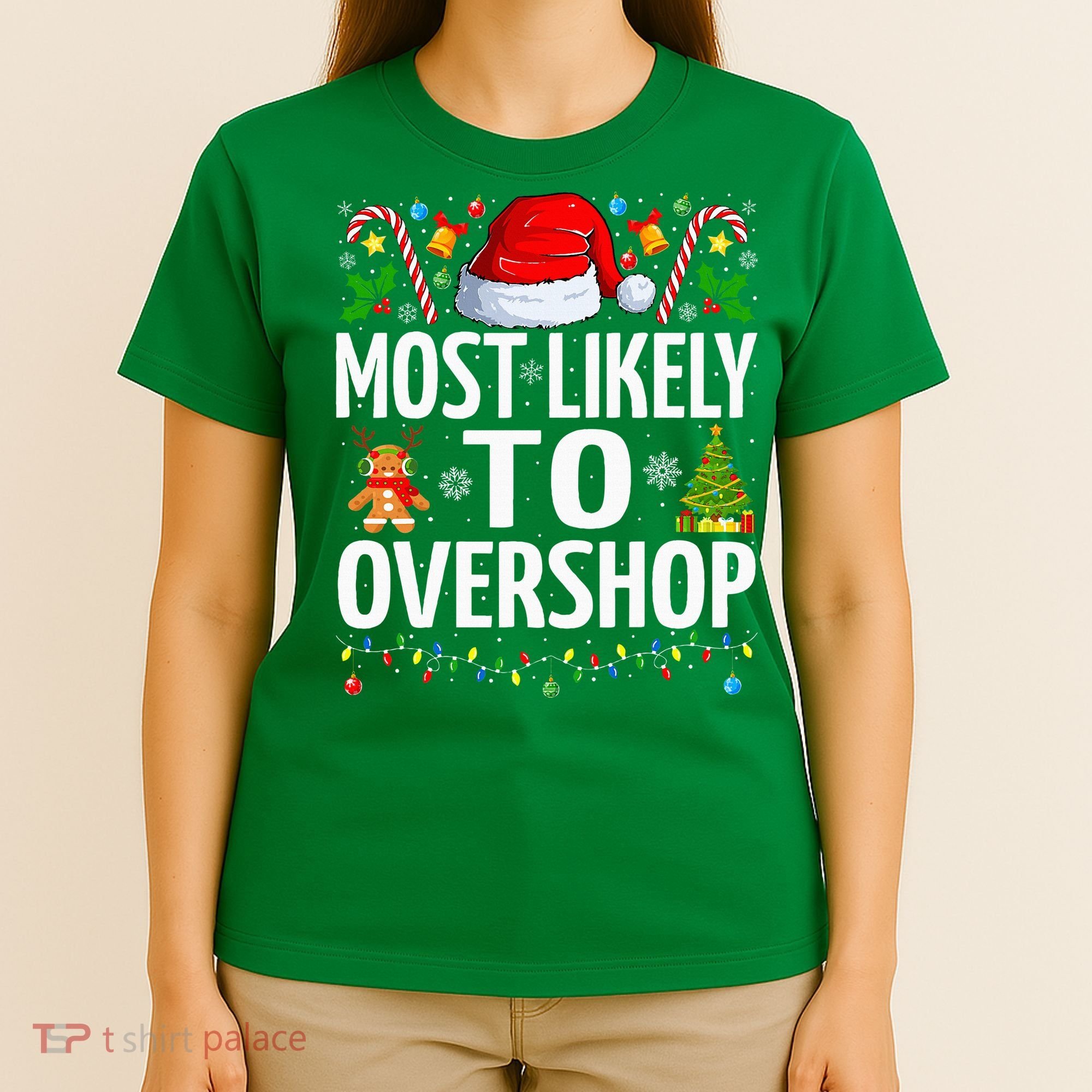 Most Likely To Overshop Christmas Funny Family Christmas T-Shirt
