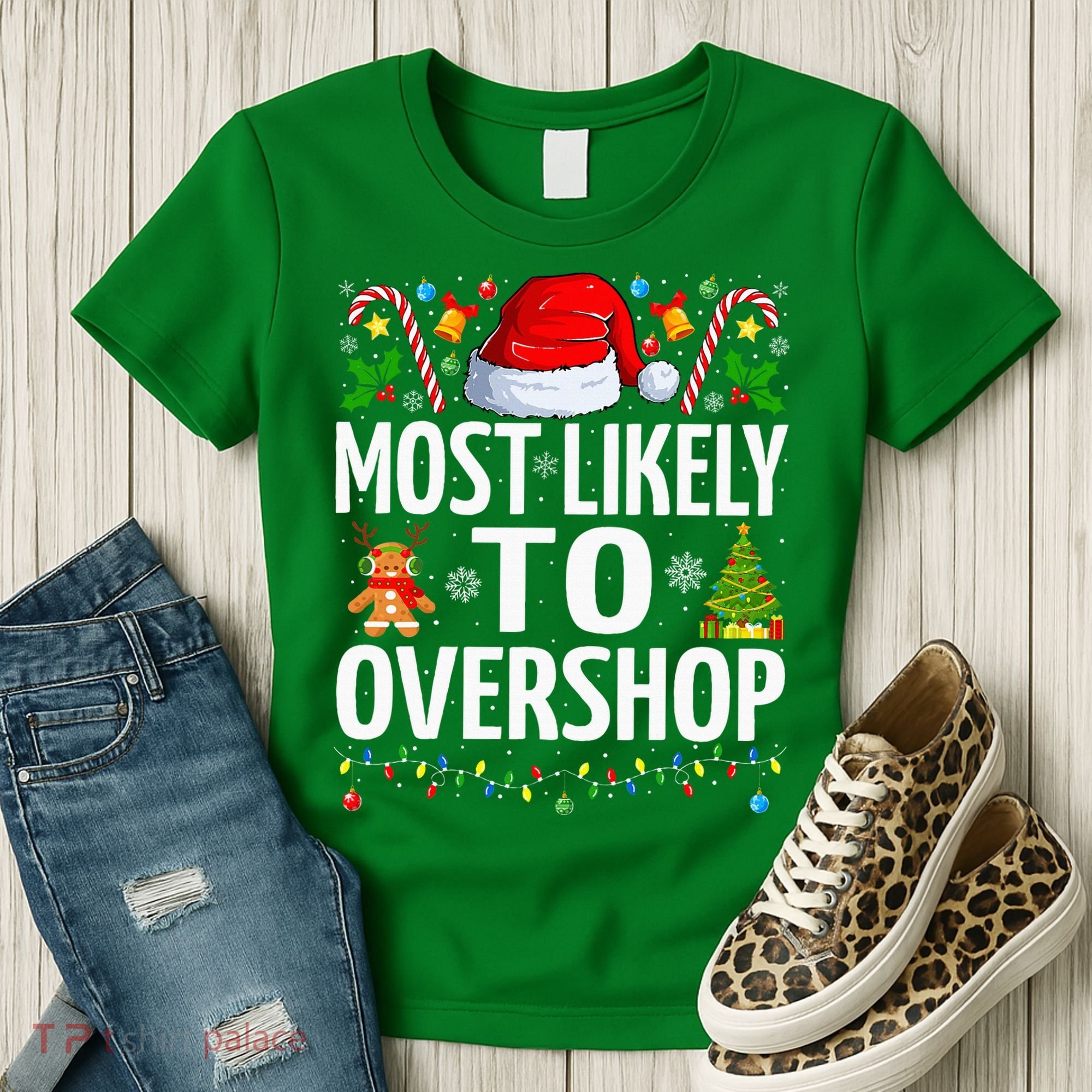 Most Likely To Overshop Christmas Funny Family Christmas Women's T-Shirt