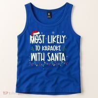 Most Likely To Karaoke With Santa Christmas  Family Tank Top thumb 2