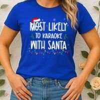 Most Likely To Karaoke With Santa Christmas  Family Women's T-Shirt thumb 2