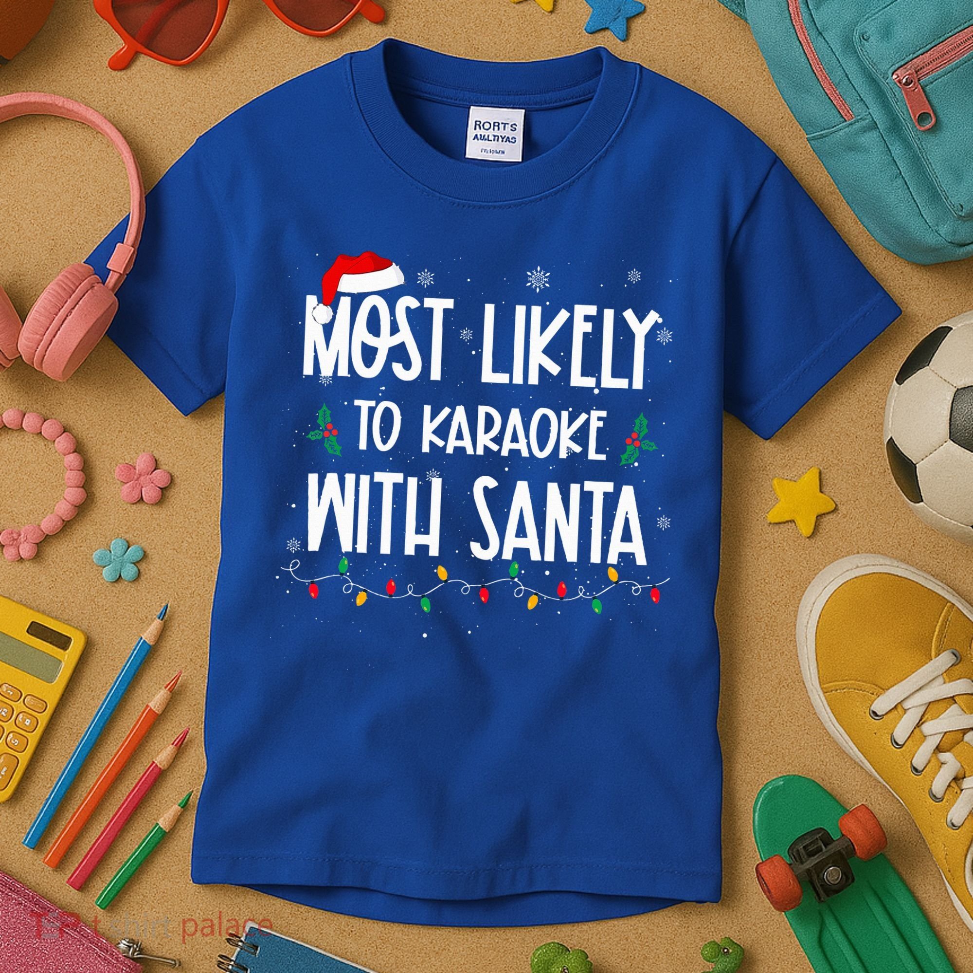 Most Likely To Karaoke With Santa Christmas  Family Kids T-Shirt