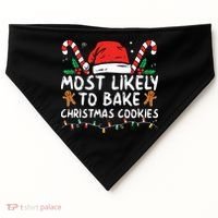 Most Likely To Bake Christmas Cookies Funny Baker Christmas USA-Made Doggie Bandana thumb 0