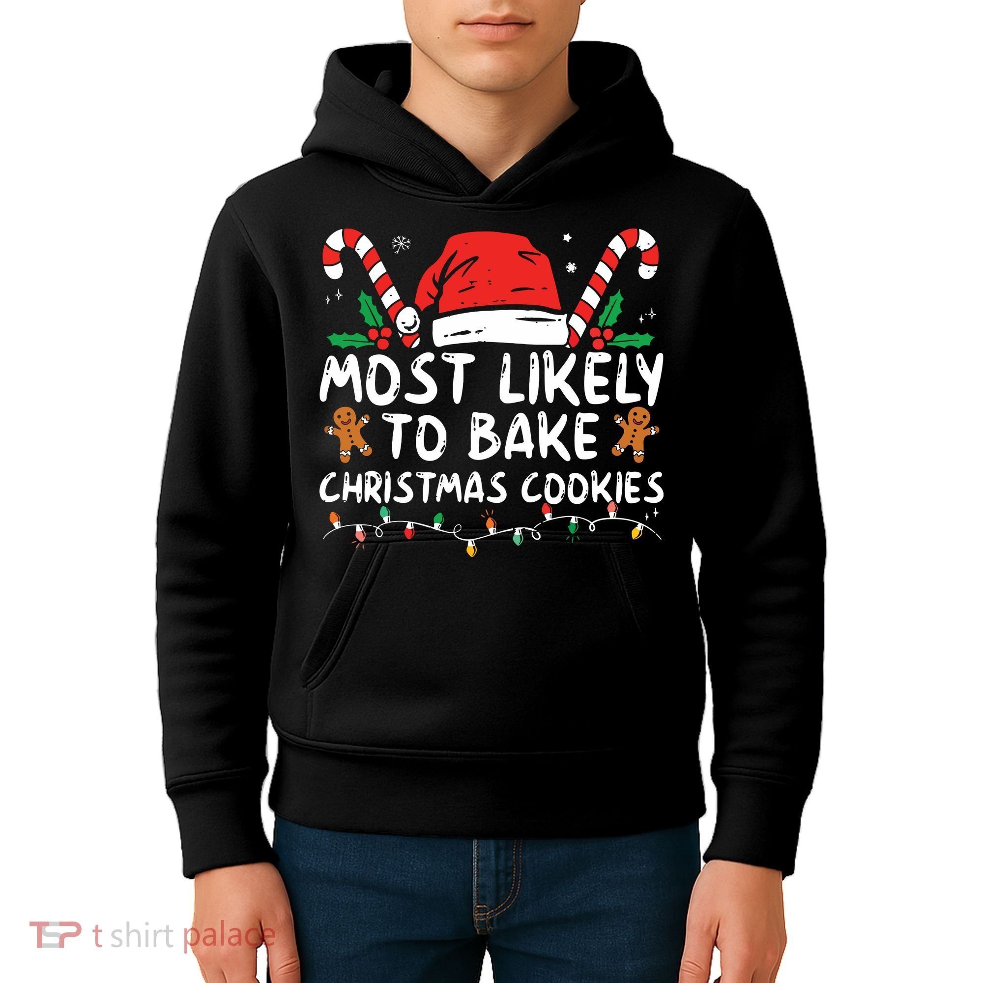 Most Likely To Bake Christmas Cookies Funny Baker Christmas Kids Hoodie