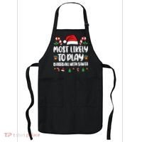 Most Likely To Play Baseball With Santa Family Christmas Apron thumb 0