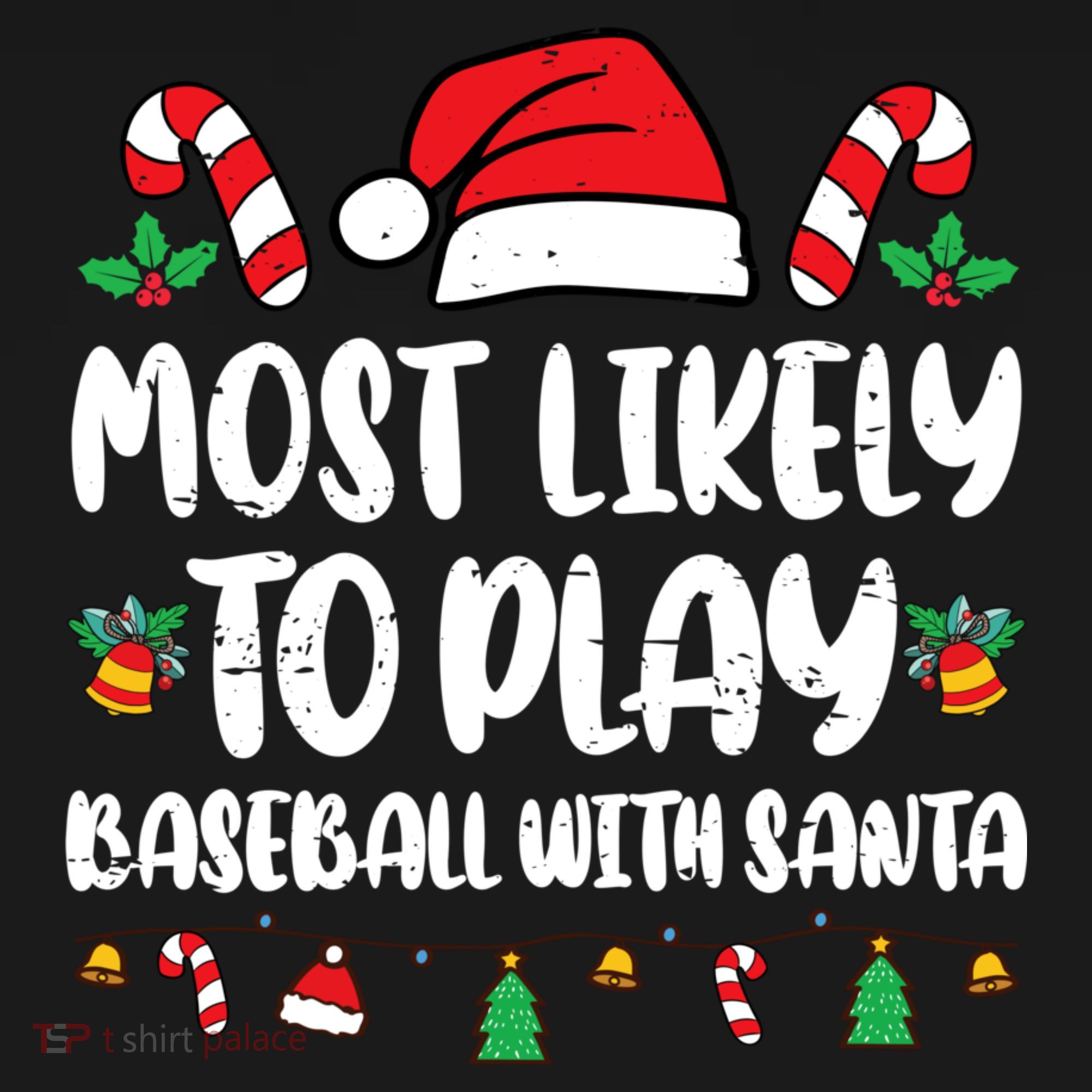 Most Likely To Play Baseball With Santa Family Christmas Women's Tank Top
