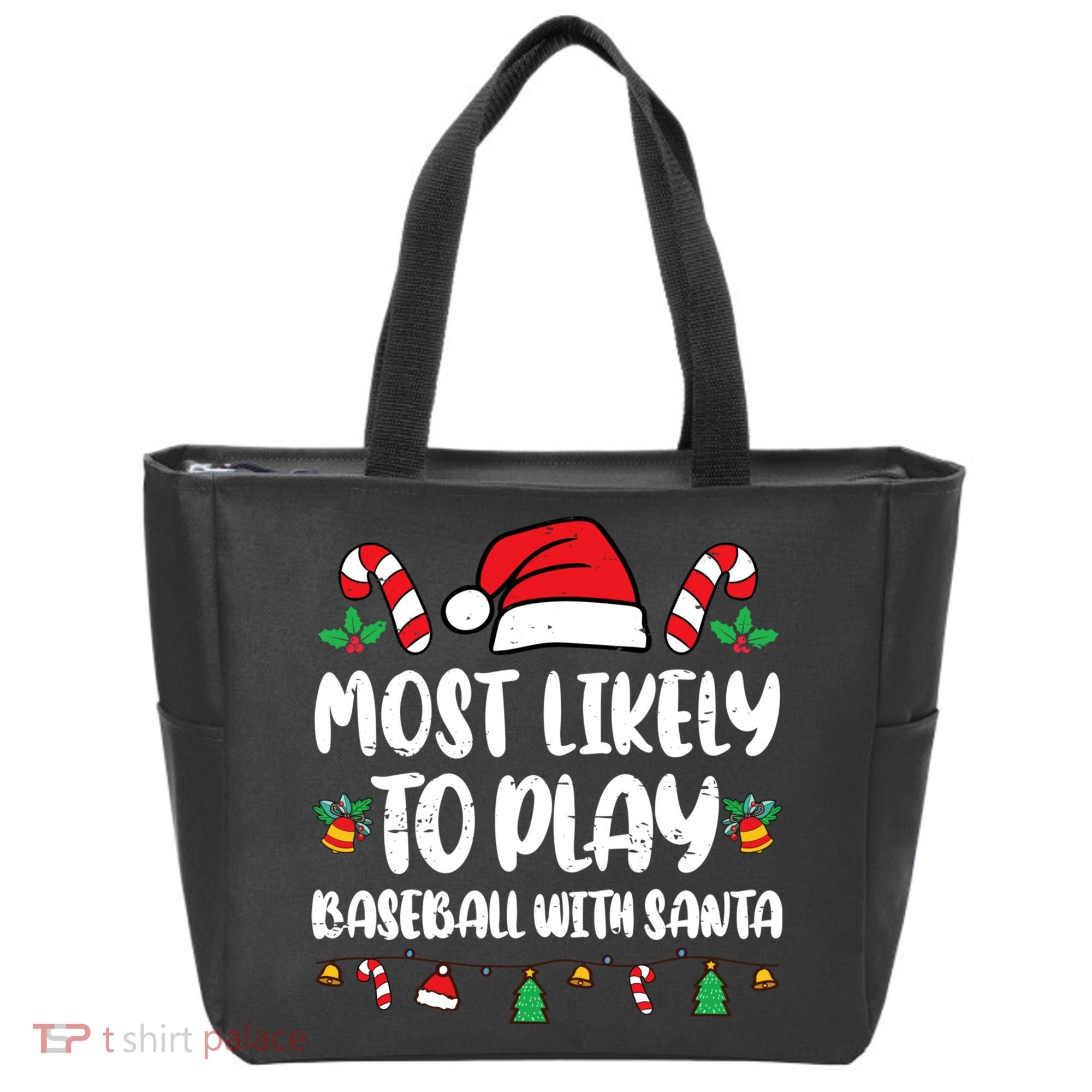 Most Likely To Play Baseball With Santa Family Christmas Tote Bag