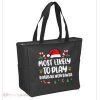 Most Likely To Play Baseball With Santa Family Christmas Tote Bag thumb 2